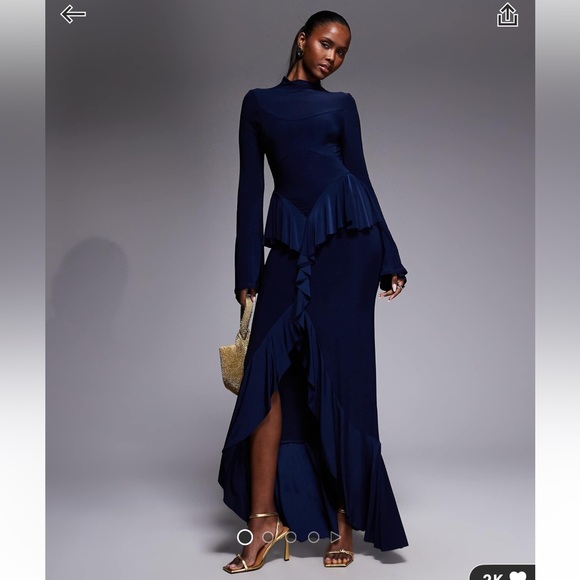 Elegant Navy Blue Women's Skirt - Picture 2 of 3